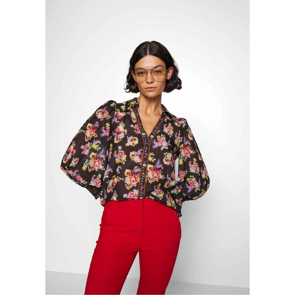 Alice + Olivia Floral Black silk blend Blouse